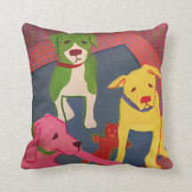 Funny Dog Pillow with Houndstooth Back