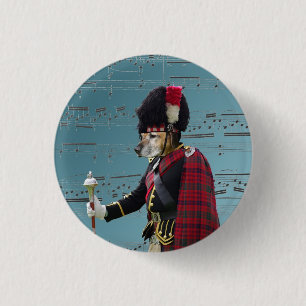 Funny dog pipe major 3 cm round badge
