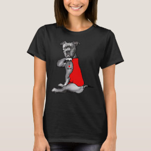 Funny Dog Pitbull I Love Mum Tattoo 112 T-Shirt