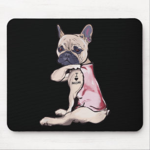 Funny Dog Pitbull I Love Mum Tattoo Gift Mum Women Mouse Pad