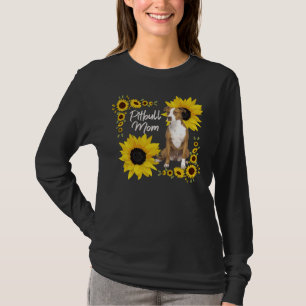Funny Dog Pitbull Mum Sunflower For Women T-Shirt