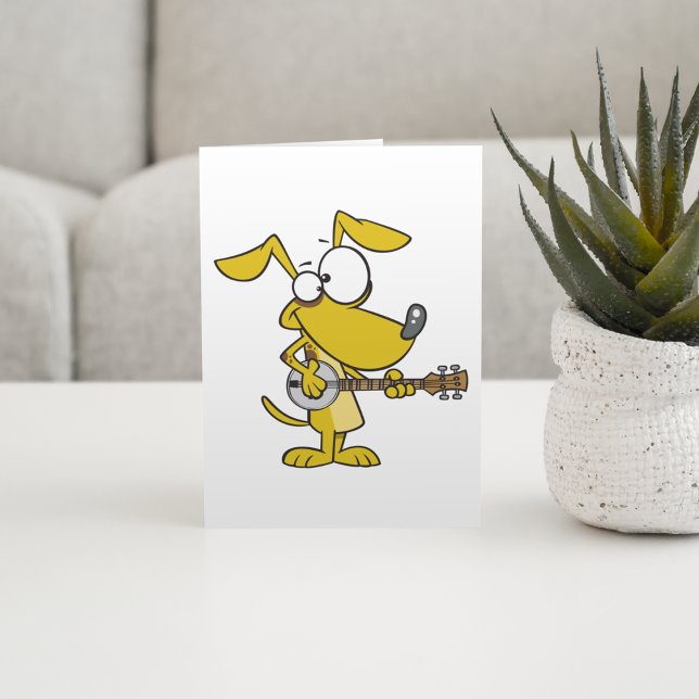 Funny Dog Playing Banjo Music Card (Creator Uploaded)