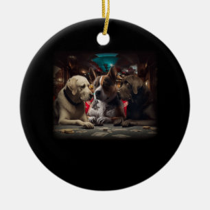 Funny Dog Playing Poker Cards Casino Labrador Gamb Ceramic Ornament