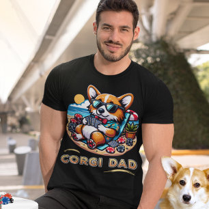 Funny Dog Playing Poker Corgi Dad T-Shirt