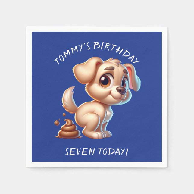Funny Dog Pooping Personalised Napkin (Front)