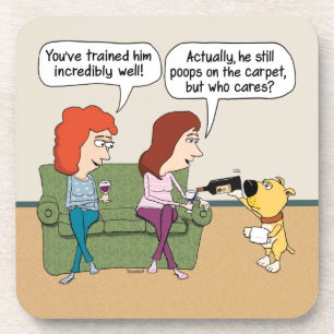 Funny Dog Pouring Wine When Not Pooping Coaster