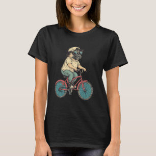 Funny Dog Pug On A Bicycle Cycling T-Shirt