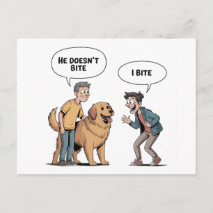 Funny Dog Quote Cartoon I Bite Humour Postcard