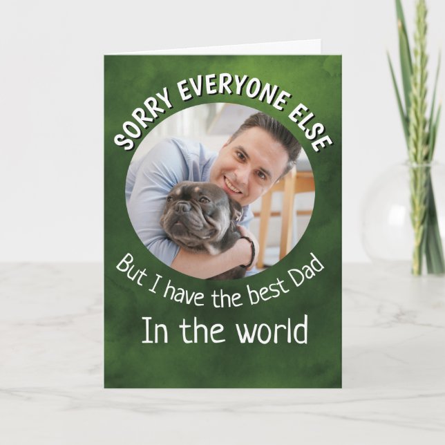 Funny dog Quote Fathers Day Custom Photo Green Thank You Card (Front)