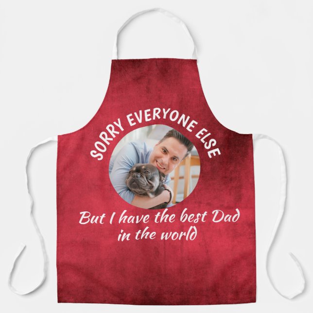 Funny dog Quote Fathers Day Custom Photo Red Apron (Front)