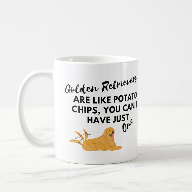 Funny Dog Quote: Goldens are Like Potato Chips  Coffee Mug (Left)