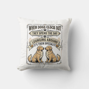 Funny Dog Quote Vintage Engraving Lounging Pups Sh Cushion