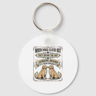 Funny Dog Quote Vintage Engraving Lounging Pups Sh Key Ring