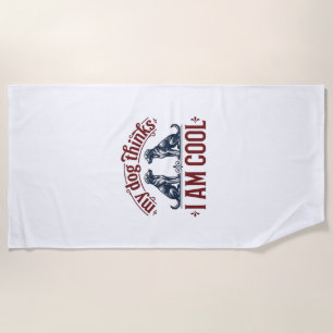 Funny Dog Quote Vintage Engraving T-Shirt Design_1 Beach Towel