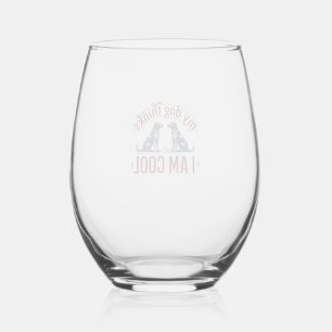 Funny Dog Quote Vintage Engraving T-Shirt Design_1 Stemless Wine Glass