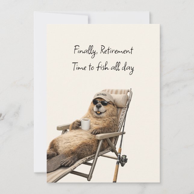 Funny Dog Retirement Fishing Invitation (Front)