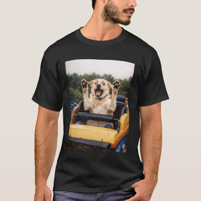 Funny Dog Roller Coaster Meme Silly Graphic Labrad T-Shirt (Front)