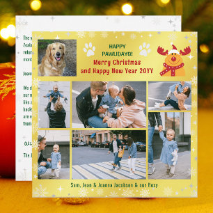 Funny Dog Rudolph Happy Pawlidays Golden 7 Photos Holiday Card