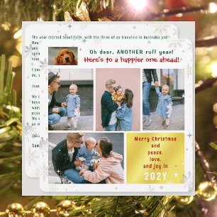 Funny Dog Ruff Year Peace Love Joy Cute 5 Photos Holiday Card