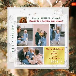 Funny Dog Ruff Year Peace Love Joy Cute 5 Photos Holiday Card