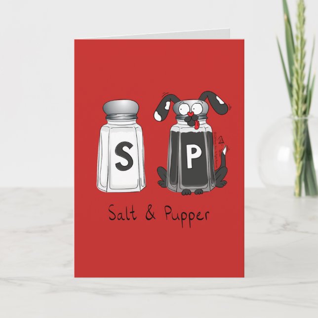 Funny Dog Salt and Pepper Card (Front)