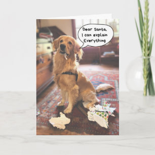 Funny Dog Santa I Can Explain Everything Christmas Card