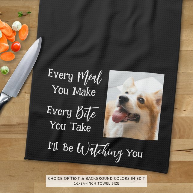 Funny Dog Saying Photo Black White Tea Towel (Creator Uploaded)