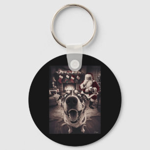 Funny Dog Selfie With Santa Xmas Christmas  Key Ring