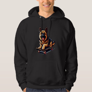 Funny Dog Skateboarding German Shepherd Skateboard Hoodie