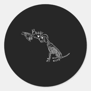 Funny Dog Skeleton Hand Boop Halloween Puppy Dog L Classic Round Sticker