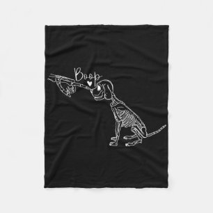 Funny Dog Skeleton Hand Boop Halloween Puppy Dog L Fleece Blanket