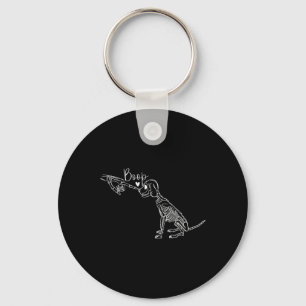 Funny Dog Skeleton Hand Boop Halloween Puppy Dog L Key Ring