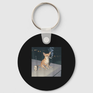 Funny dog smoking chihuahua meme cigarette beer key ring