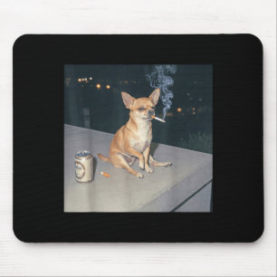 Funny dog smoking chihuahua meme cigarette beer  mouse pad