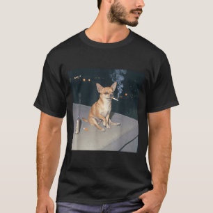 Funny dog smoking chihuahua meme cigarette beer T-Shirt