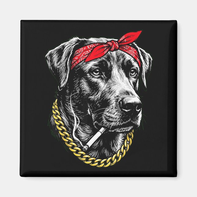 Funny dog smoking cigarette labrador retriever magnet (Front)