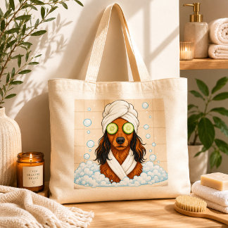 Funny Dog Spa Day with Cucumber Eyes Tote Bag