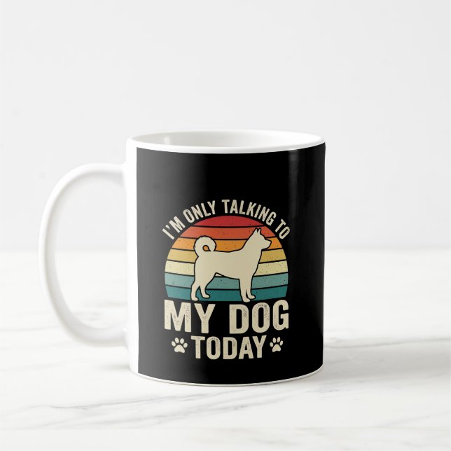 Funny Dog Talking Retro Sunset Coffee Mug (Left)