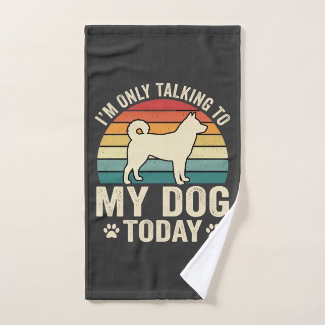Funny Dog Talking Retro Sunset Hand Towel (Hand Towel)