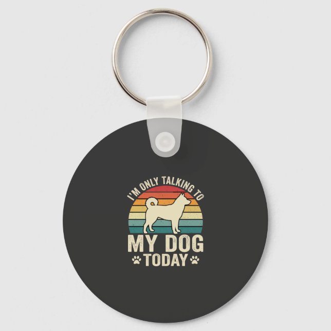 Funny Dog Talking Retro Sunset Key Ring (Front)