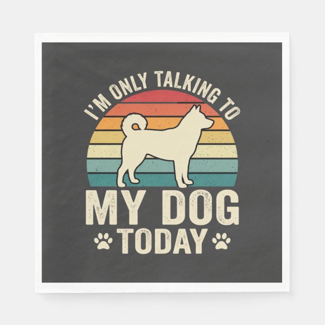Funny Dog Talking Retro Sunset Napkin (Front)