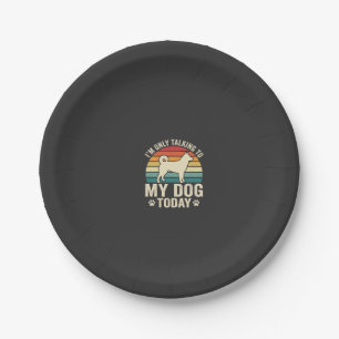 Funny Dog Talking Retro Sunset Paper Plate