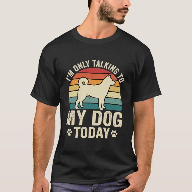 Funny Dog Talking Retro Sunset T-Shirt (Front)