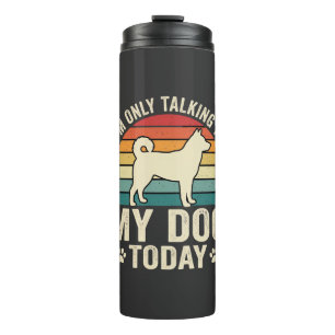 Funny Dog Talking Retro Sunset Thermal Tumbler