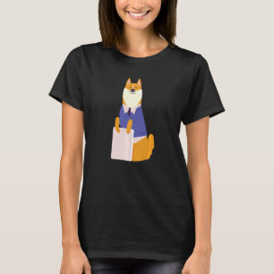 Funny Dog Teacher Professor Reading Bookworm T-Shirt