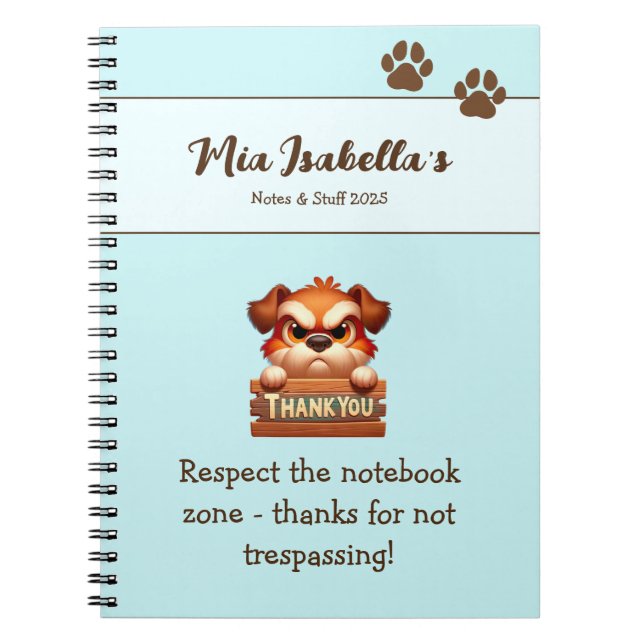 Funny Dog Thank You Paws Notebook Customisable  (Front)