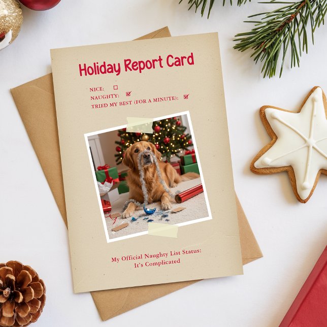 Funny Dog Themed Pet Photo Christmas Holiday Card (Creator Uploaded)