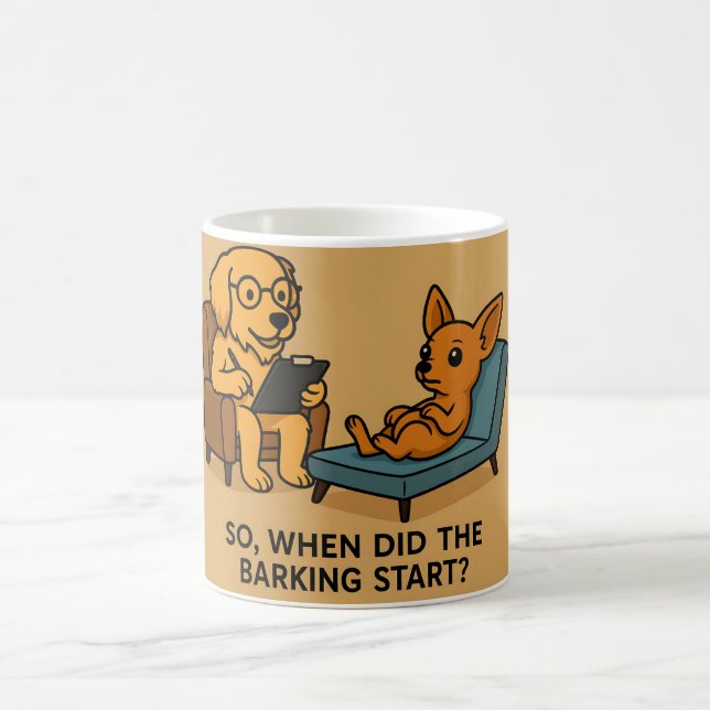 Funny Dog Therapist Cartoon  Coffee Mug (Center)