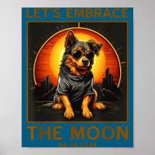 Funny Dog Total Solar Eclipse Embrace Poster