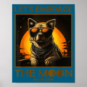 Funny Dog Total Solar Eclipse Embrace Poster